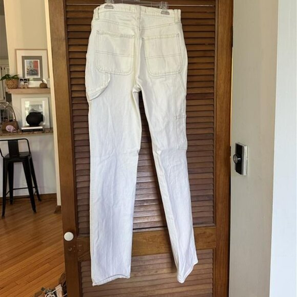 Abercrombie The 90's Straight Leg Ultra High-Rise White Jean Carpenter Pant - Picture 4 of 5
